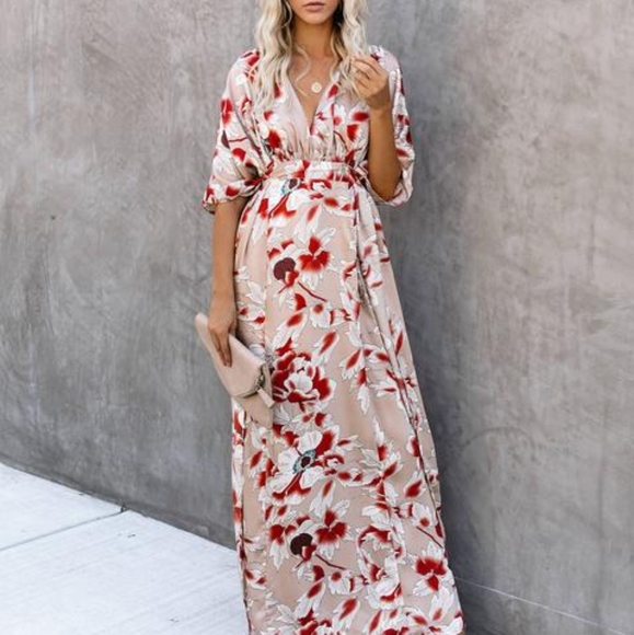 Dresses & Skirts - Tie Back Floral Kimono Maxi Dress